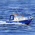 Motorboot an der Nordsee
